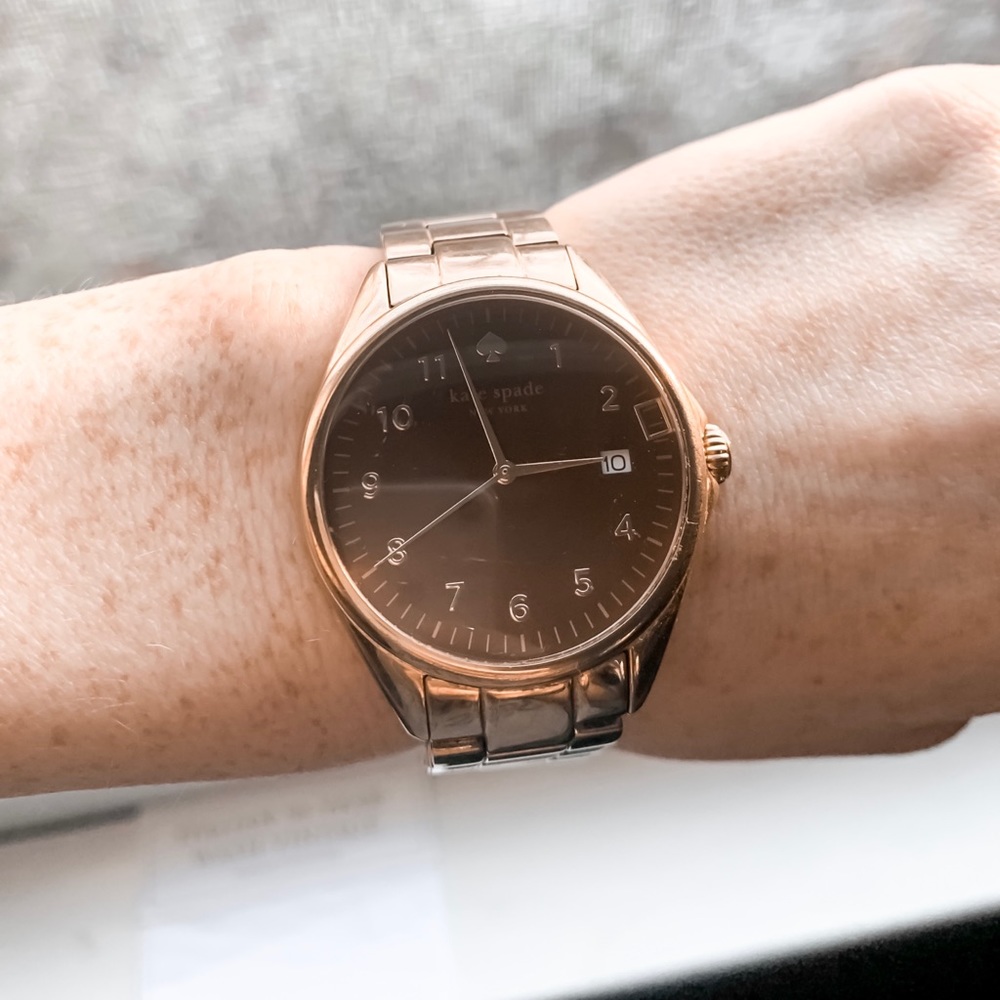 Gold Kate Spade “Men’s-Style” Watch w/ Brown Face